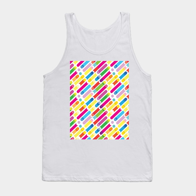 Abstract Colorful Diagonal Lines Dynamic Geometric Pattern Summer Colors Collection. Contemporary Art Tank Top by sofiartmedia
